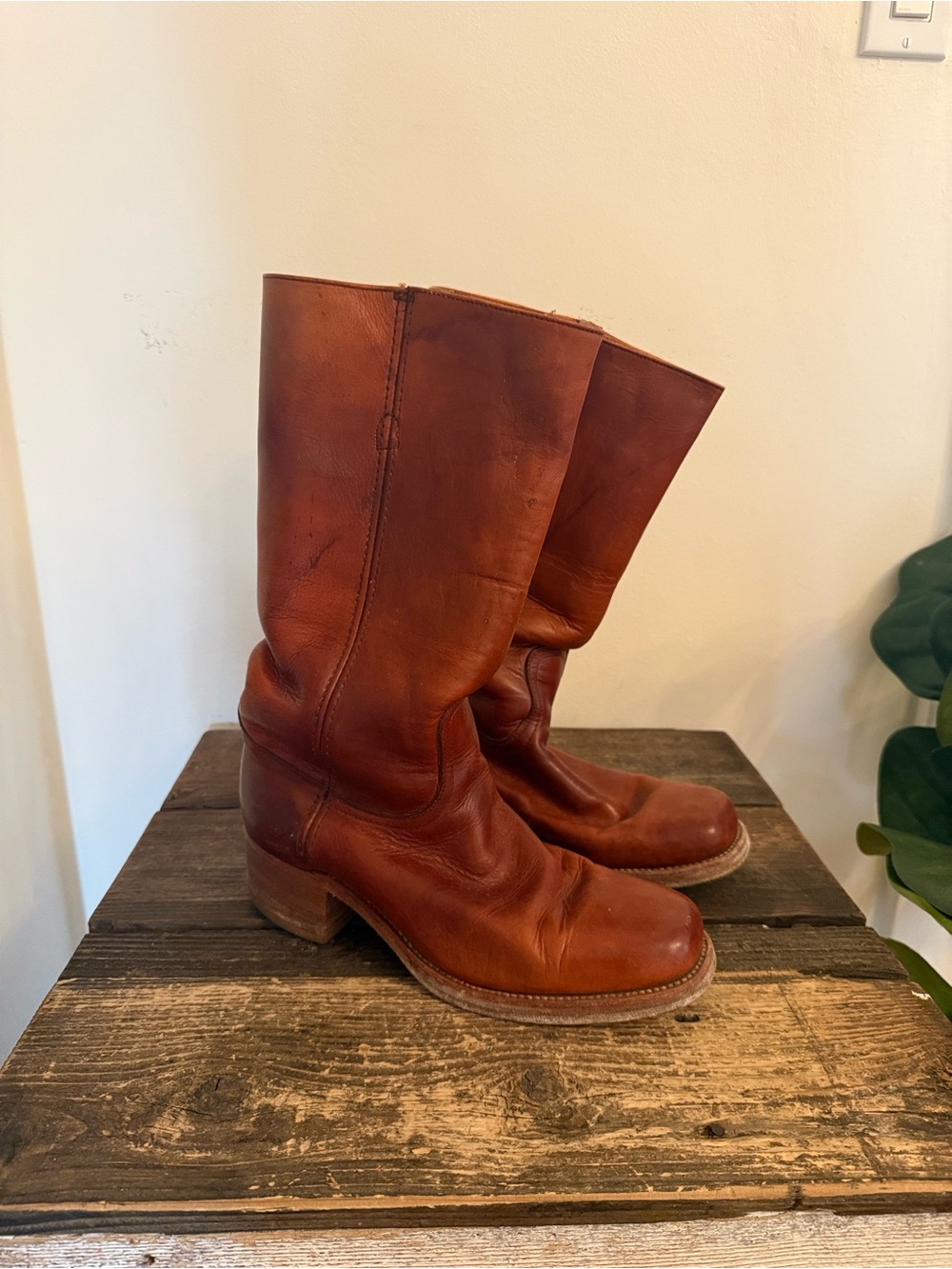 Frye Brown Leather Cowboy Boots